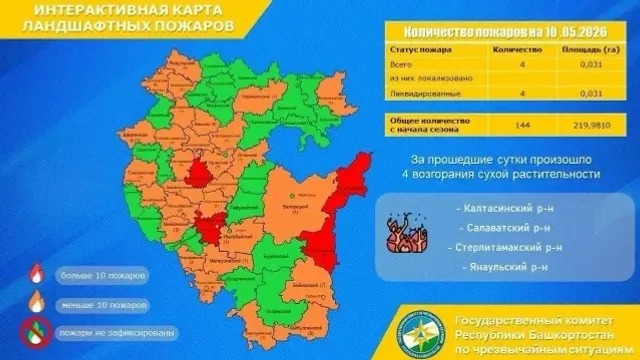 В Башкирии за сутки потушили 4 ландшафтных пожара